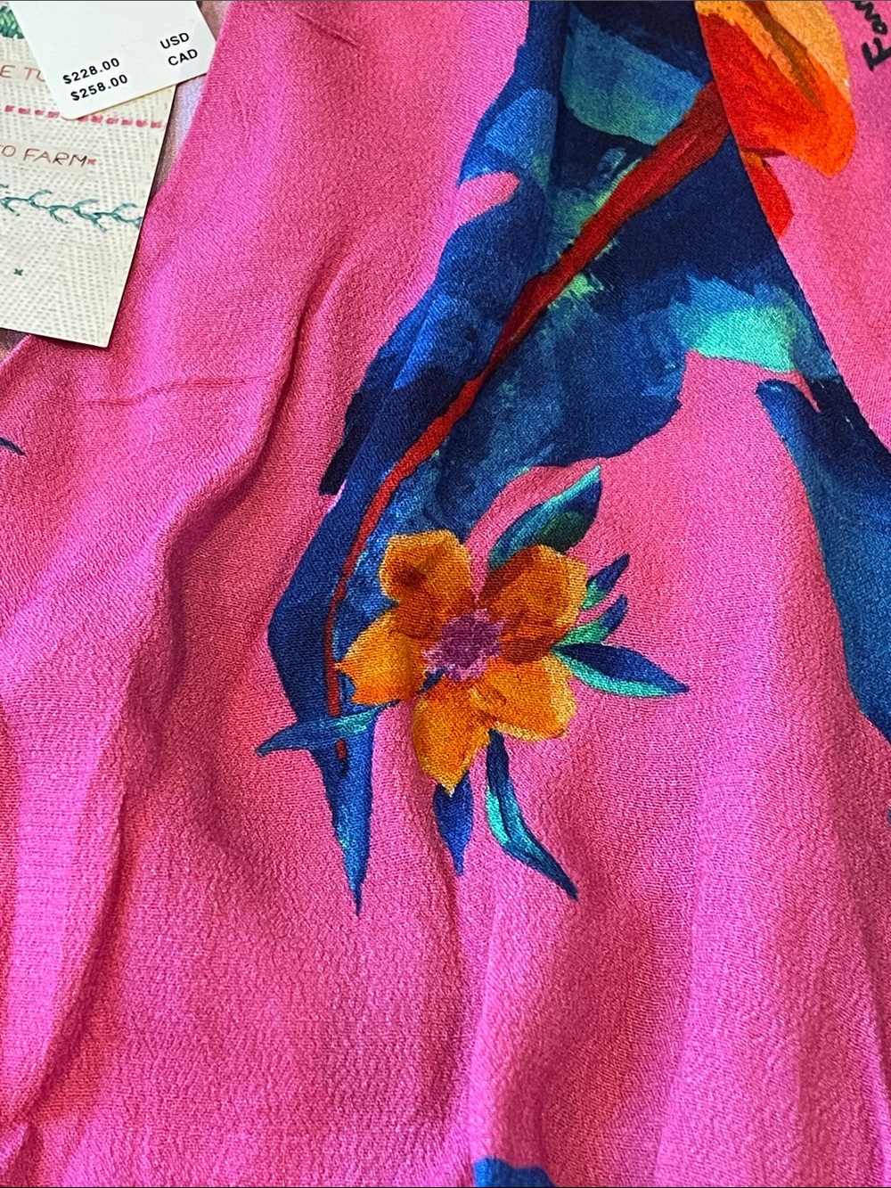 Farm Rio for Anthropologie Hot Pink Tropical Floral Maxi Dress NWT Rayon - Picture 15 of 17